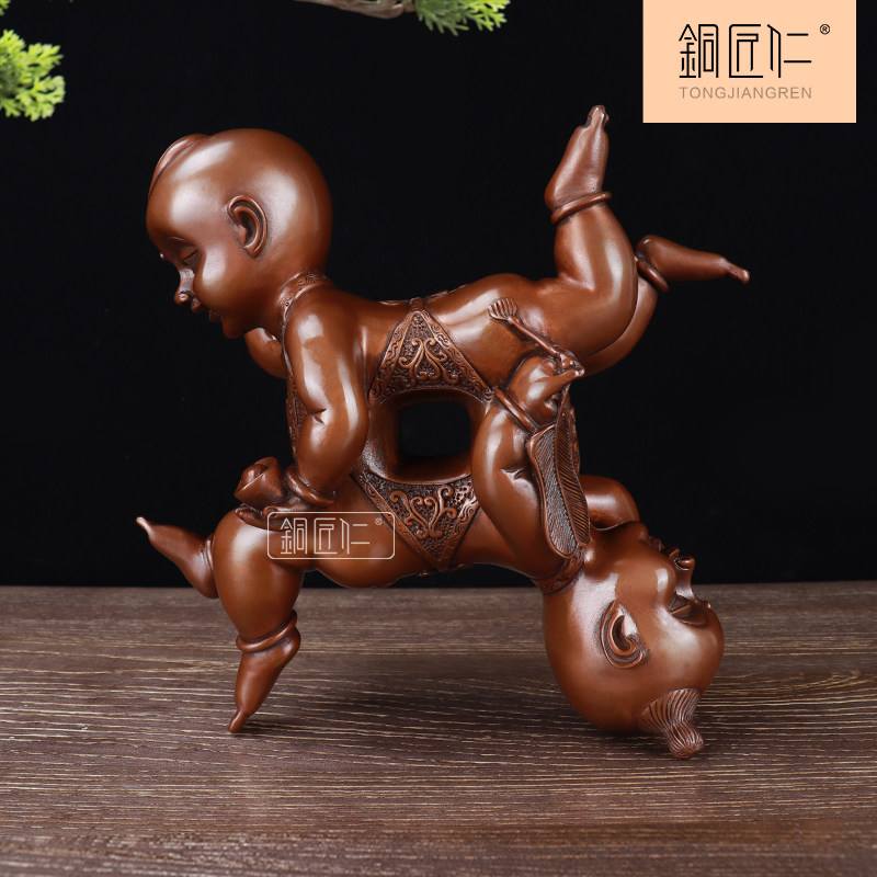 铜匠仁四喜娃娃家居婚房摆件