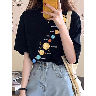 正肩宽松半袖 230g黑色t恤女装 纯棉上衣体恤 夏季 爆款 短袖 2026新款