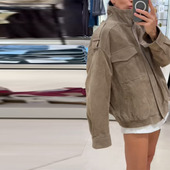 waist shirt cinched Casual long sleeved jacke秋季 日韩休闲宽