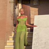 抹胸露背 perspective Deep fit lace slim f风秋季 sexy dress