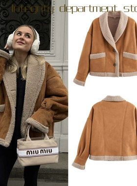 Casual coat, loose stand collar cotton jacket爆款毛呢外套翻