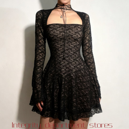 Lace-TrimmedV-NeckStraplessDre