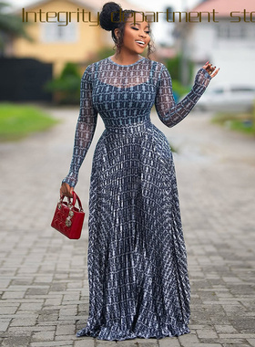 Printed sleeveless sexy suspender dress风收腰包臀印花字裙圆