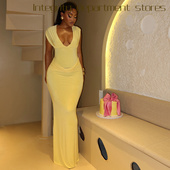 纯色气质 perspective Deep fit lace slim f风秋季 sexy dress