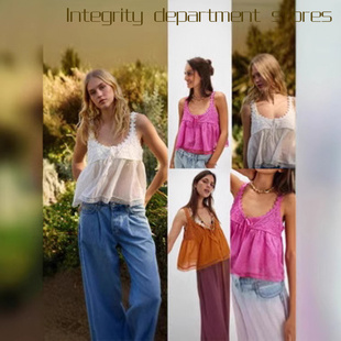 lace cut out top销量款 sexy sheer 风领蕾丝花边拼接宽松 neck