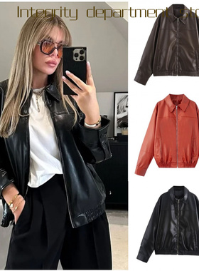 Casual coat, loose stand collar cotton jacket气质秋冬仿皮飞