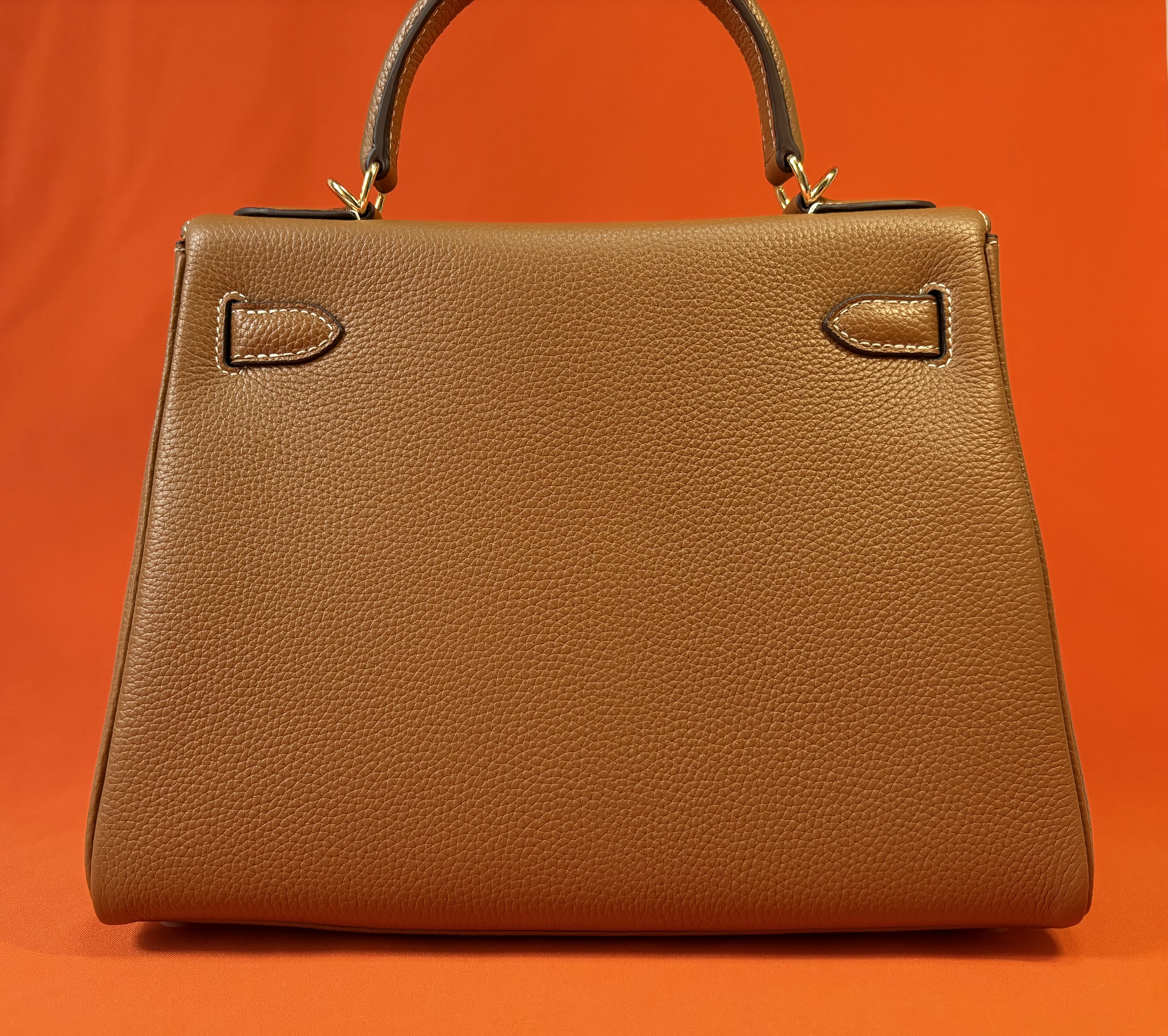 22CM金扣凯莉包TOGO头层荔枝纹皮料内缝手提女包