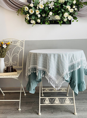 法式镂空白色蕾丝美式乡村北欧长方形桌布野餐布拍照背景布盖布