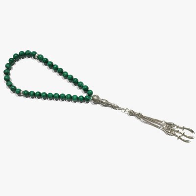 天然孔雀石原石打磨念珠手串