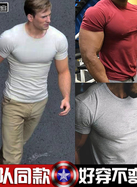 肌肉健身兄弟春夏男士运动跑步训练圆领健身弹力短袖t恤