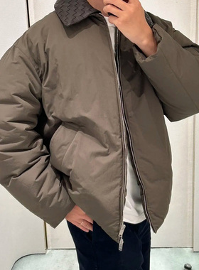 90鹅绒高定BV风格25冬季新款时装可拆卸编织牛皮领羽绒服男女外套