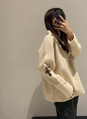 [现货]自主CH 25新款豹纹十字架连帽毛衣925纯银泫雅同款百搭男女