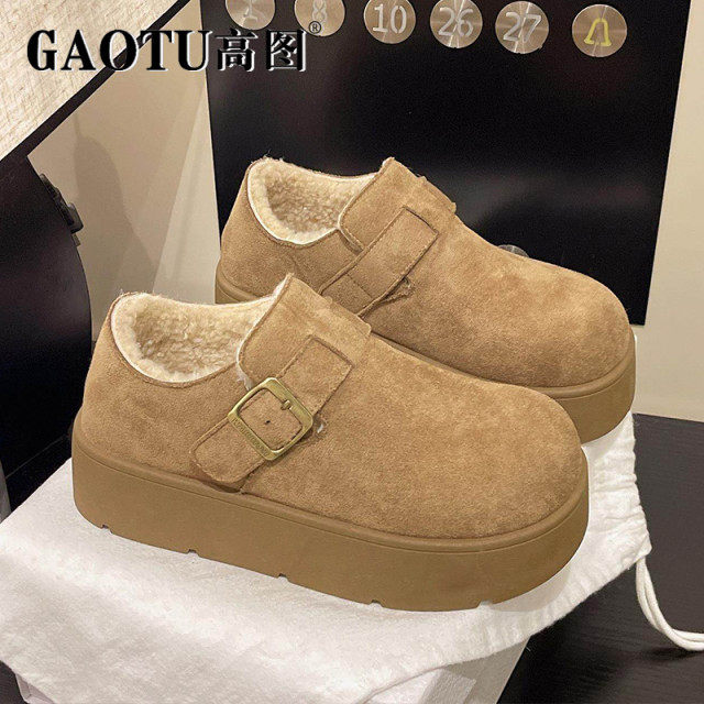 高图厚底勃肯鞋女2025年新款一脚蹬懒人乐福鞋加绒勃肯棉鞋豆豆鞋,女鞋,勃肯鞋/软木鞋,淘宝优惠券,粉丝福利购,淘宝优惠卷