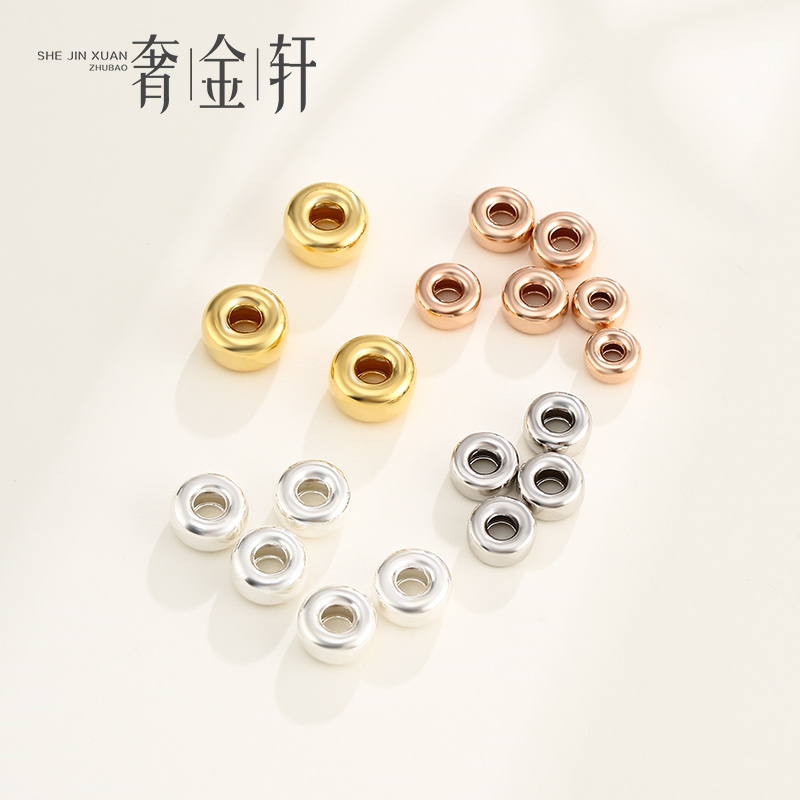 diy纯银18k金隔片配饰车轮珠