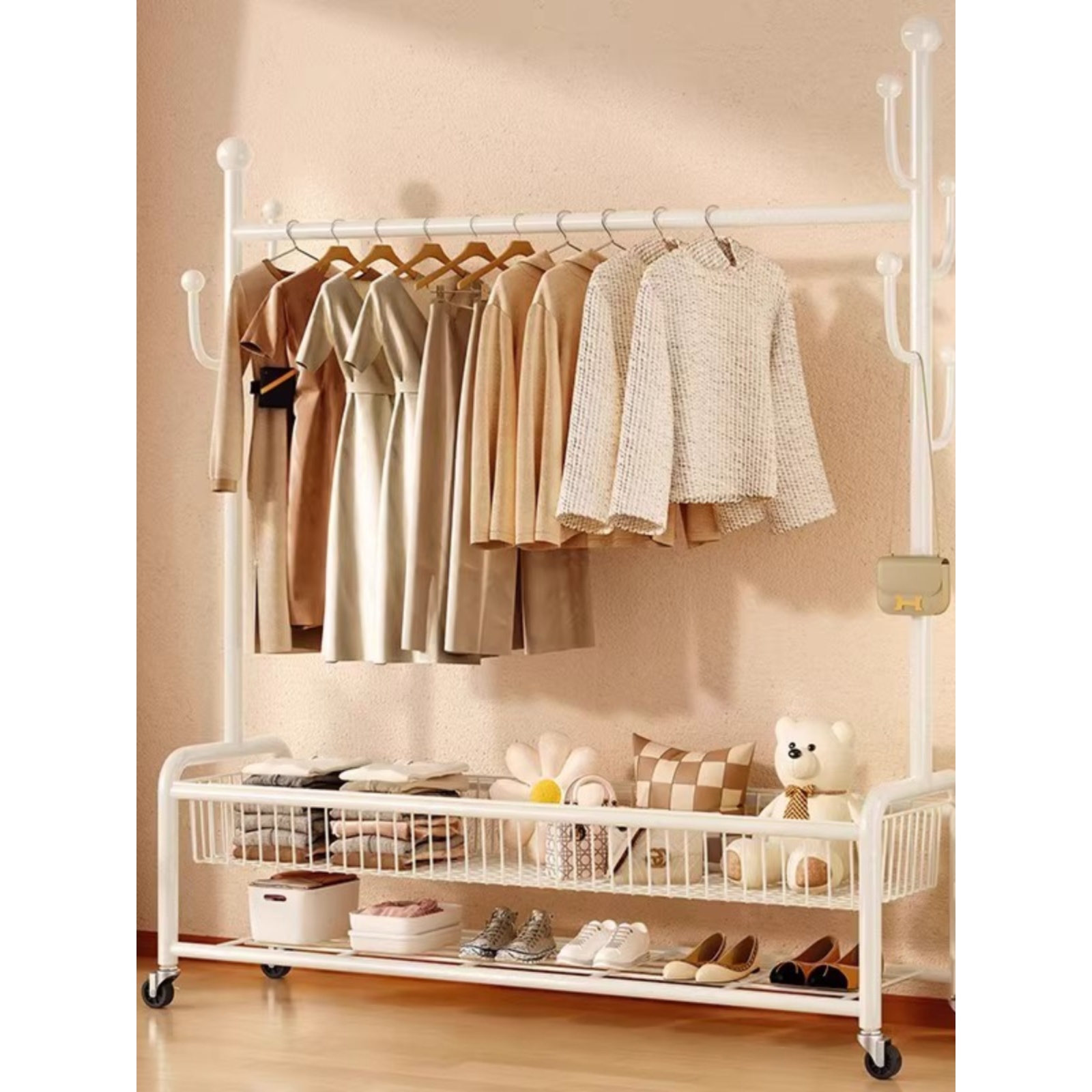 德国衣帽架家用凉衣架落地卧室可移动阳台挂衣收纳架子室内晾衣架