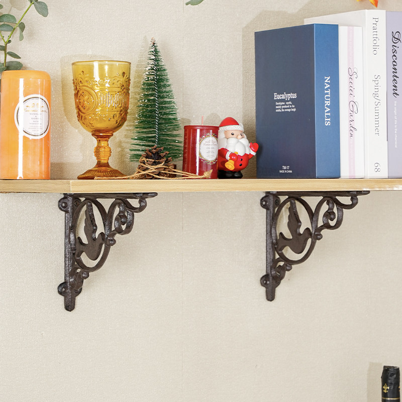 sungmor 欧式复古三角铸铁支撑架墙上层板托承重吊柜一字隔板托架