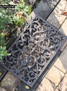 Sungmor 铸铁长方形地垫田园庭院入户门踏除尘刮泥板欧美装饰摆件