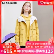 Áo khoác lửng trùm đầu La Chapelle mùa thu 2019 của phụ nữ nhỏ Anh gió ngắn áo khoác rộng 10022638 - Trench Coat