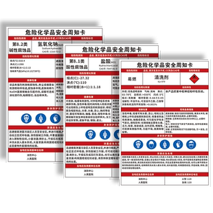 危险化学品安全周知卡清洗剂告知牌硫代乙酸煤油化学挥发物有毒腐蚀易燃易爆标识提示警告标志信息栏墙贴定制
