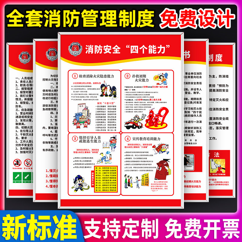 新款消防安全管理规章制度标识牌上墙牌防火宣传海报挂图kt板车间工厂