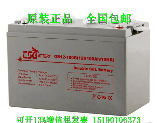 CSB ATTERY蓄电池GB12-100G(12V100AH)铅酸免维护消防电能应急用