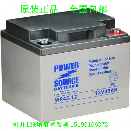 POWER SOURCE蓄电池WP45-12 12V45Ah铅酸免维护直流屏UPS电源电瓶
