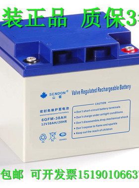 SENDON山顿蓄电池 6GFM-38AH(12V38AH)通讯 照明 医疗直流屏电源