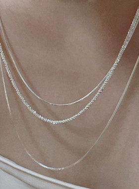 超闪多层时尚银锁骨链