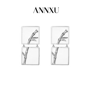 ANNXU竹系列方形珐琅竹节耳环新中式设计款耳饰原创小众