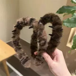 【下单立减50】豹纹带齿毛绒发箍女防滑洗脸发卡头箍秋冬PX