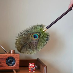 孔雀鸵鸟毛防静电不掉毛胡桃色手柄除尘掸子家用XJ 下单立减50