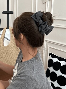 【下单立减50】格雷系灰色双蝴蝶结丸子头抓夹ins风气质抓夹PX