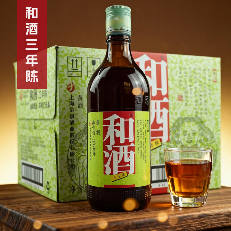 (2箱24瓶)上海老酒和酒三年陈半干型营养黄酒500ml*12瓶*2箱价格