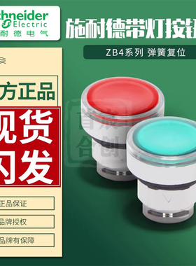 施耐德XB4带灯按钮头部ZB4BW333 BW343 BW353 BW313 绿 红 黄 蓝