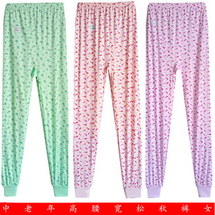 保暖裤 老式 妈妈线裤 女中老年人宽松高腰老太太加肥加大花衬裤 秋裤