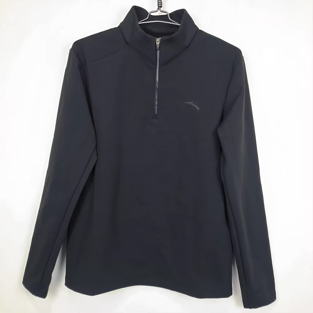 安踏轻暖T丨磨毛绒长袖t恤男子冬季保暖半拉链立领上衣152617403