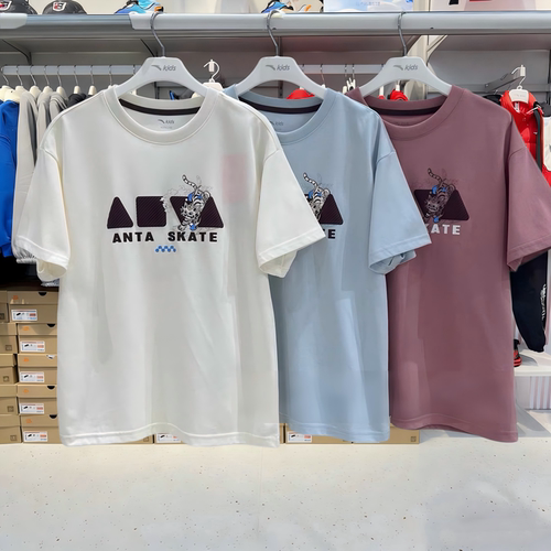 安踏儿童2026夏季男大童少年顽家圆领冰峰针织短袖衫T恤352628113