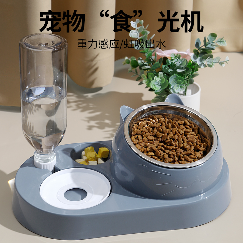 速发猫碗双碗自动饮水盆体狗猫狗食一护饭盆喝水碗咪用品