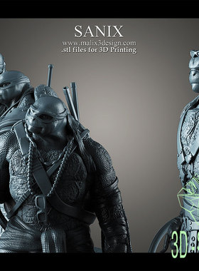 忍者神龟TMNT4人全套 3D打印模型stl三维立体精雕圆雕图素材文件