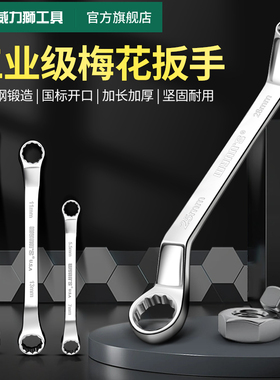 威力狮双头梅花扳手14家用铬钒钢17-19mm眼镜呆扳手套装汽修工具