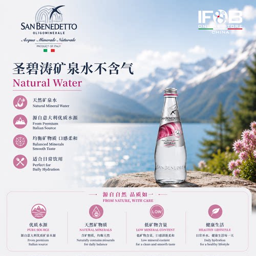 圣碧涛矿泉水不含气250毫升*24瓶 San Benedetto Natural Water