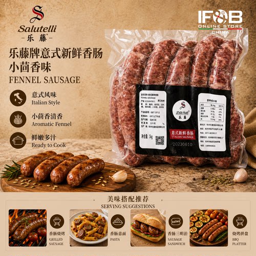乐藤牌意式新鲜香肠小茴香味 1公斤 Salutelli Fennel Sausage