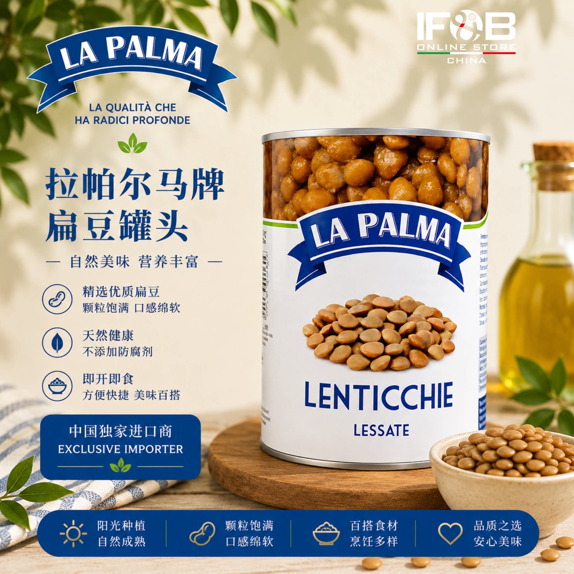 意大利拉帕玛扁豆罐头 400克 Lentils