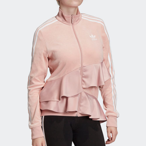 Adidas/阿迪达斯正品三叶草新款女子荷叶边休闲运动服外套 FT9882