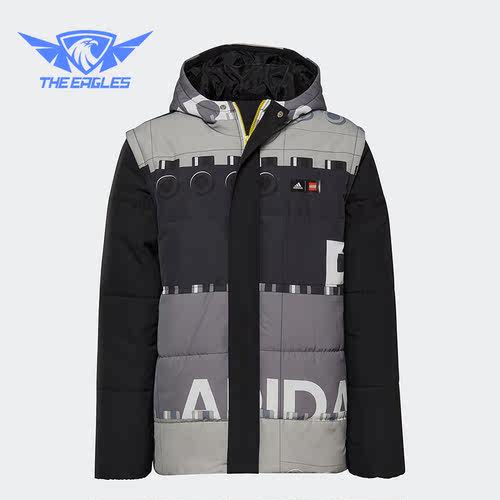 阿迪达斯正品大童连帽棉服