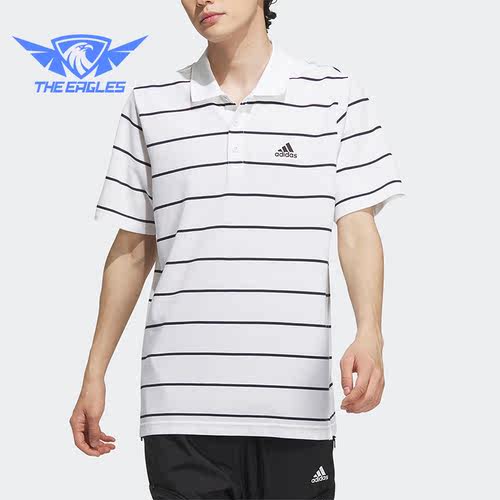Adidas/阿迪达斯正品2023新款男子休闲翻领运动短袖T恤IA8166