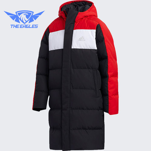 阿迪达斯大童中长款连帽羽绒服