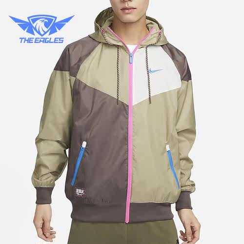 Nike/耐克正品夏季新款梭织拼接男子运动连帽夹克FJ7680-004