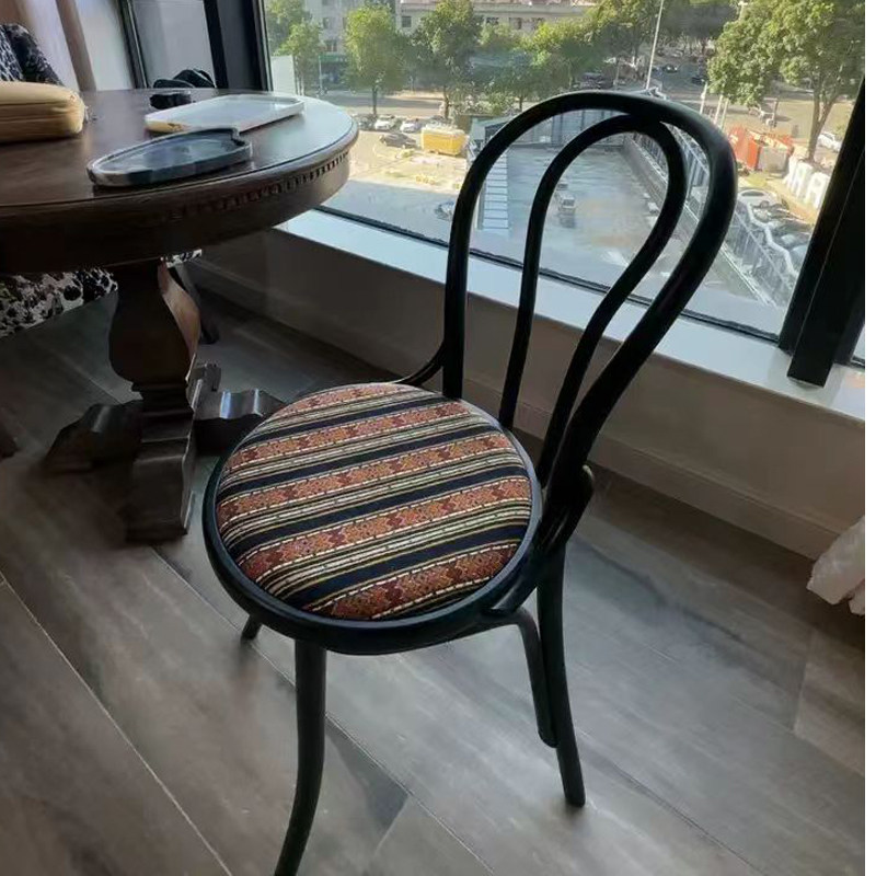 复古实木藤编餐椅美式乡村商用实木靠背椅中古咖啡店餐椅甜品店椅