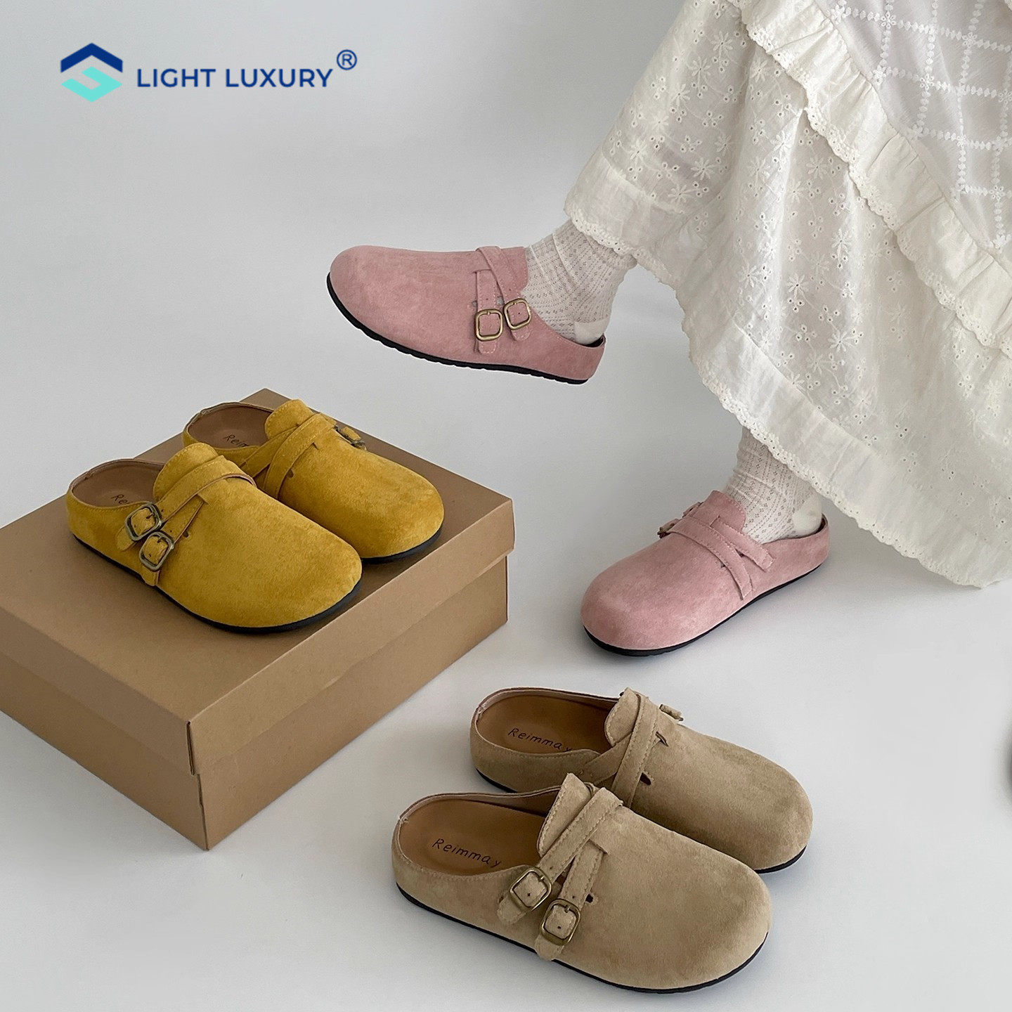 黄色厚底勃肯鞋女2025新款复古包头拖小个子内增高一脚蹬半拖鞋子